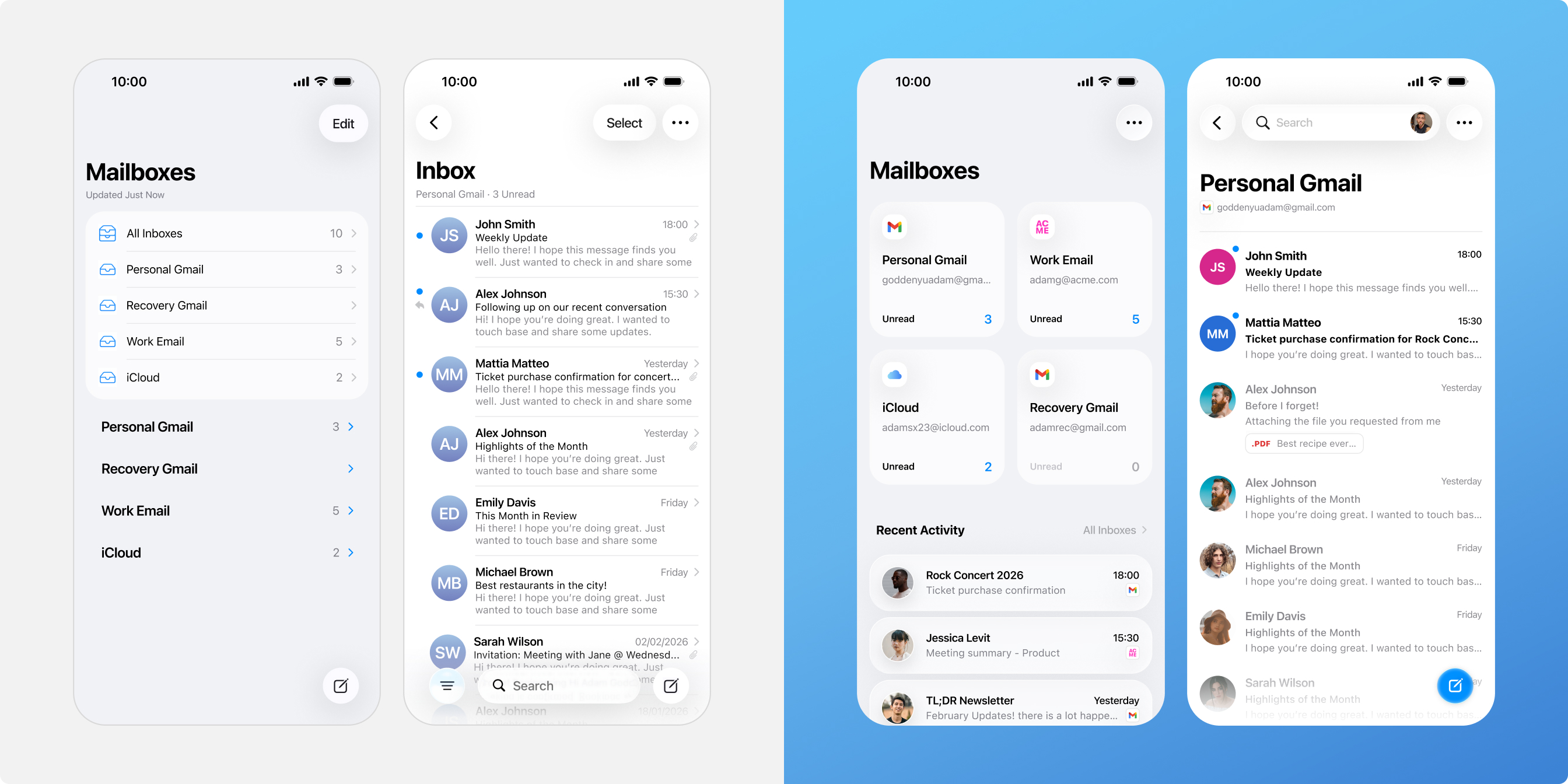 Apple Mail redesign: a mobile-first UX exploration.