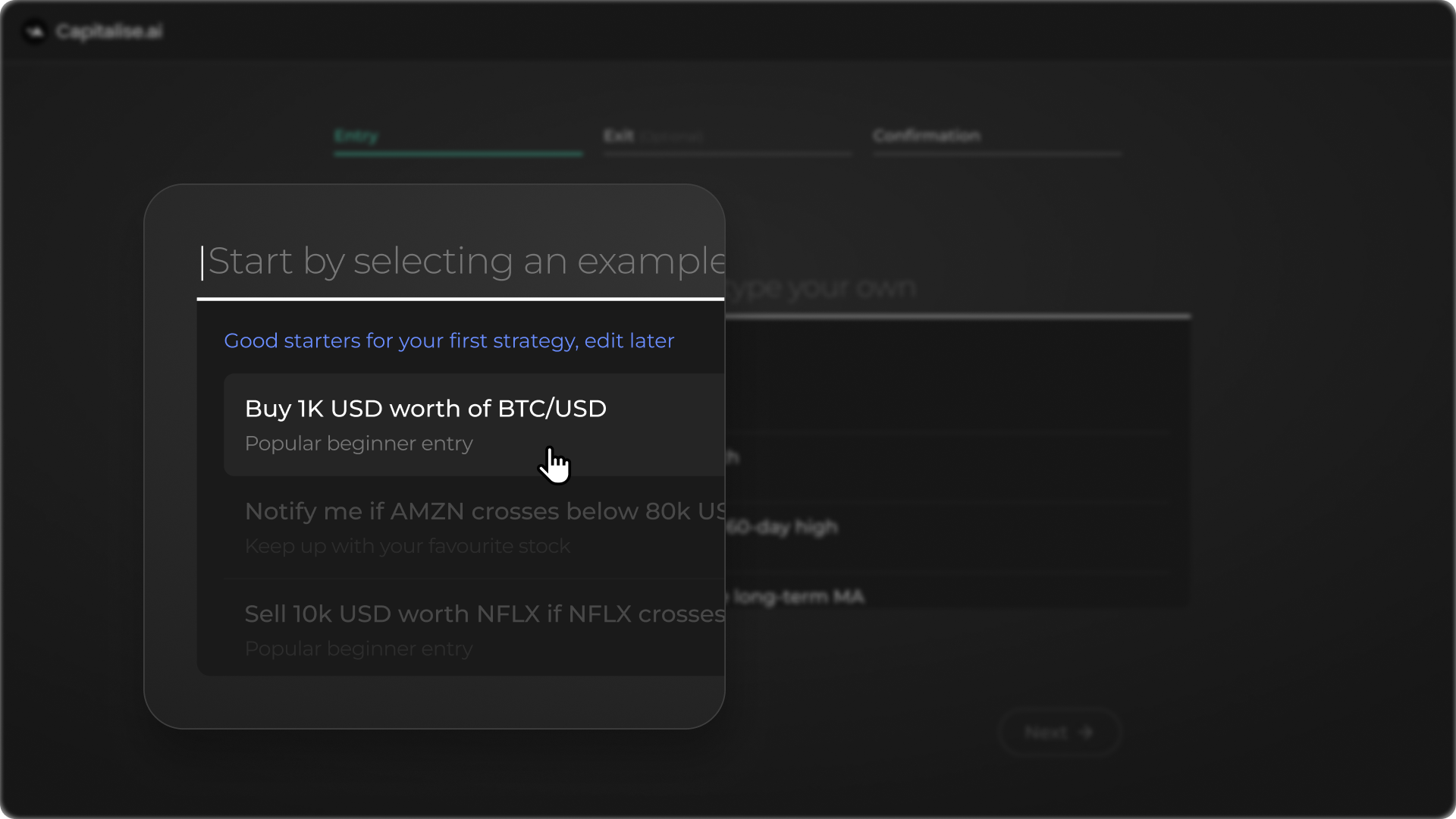 Auto suggestion dropdown showing contextual full-sentence completions